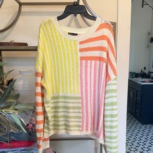 Very J Colorful Striped Crew Neck Sweater
